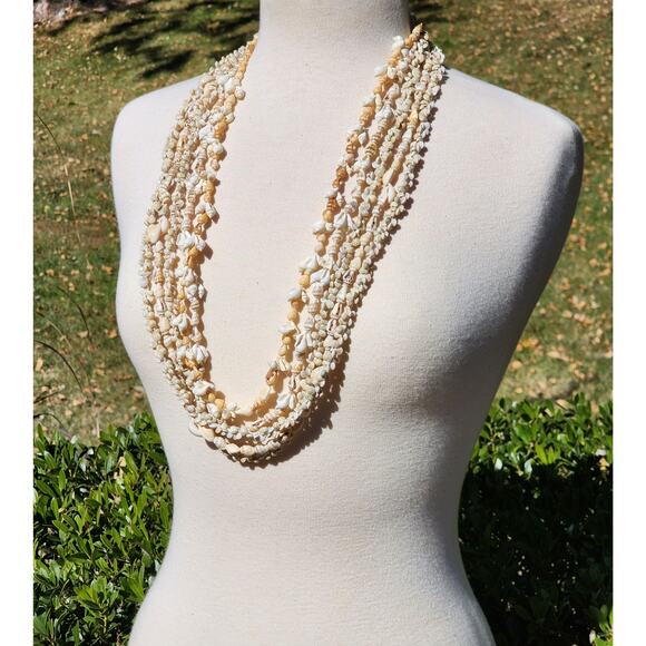 5 Seashell Beaded Necklaces Handmade Statement Set Boho Beach Girl Summer Layer - Picture 2 of 8